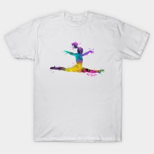 Gymnast Dancer Leap Silhouette Art T-Shirt